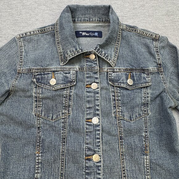 Blue Age Womens Denim Jean Jacket Faded Blue Button Front Pockets Size Medium - Picture 5 of 14